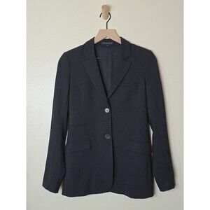 Theory Katharine Tailor Blazer Womens 2 Black Wool Stretch Made USA Jacket